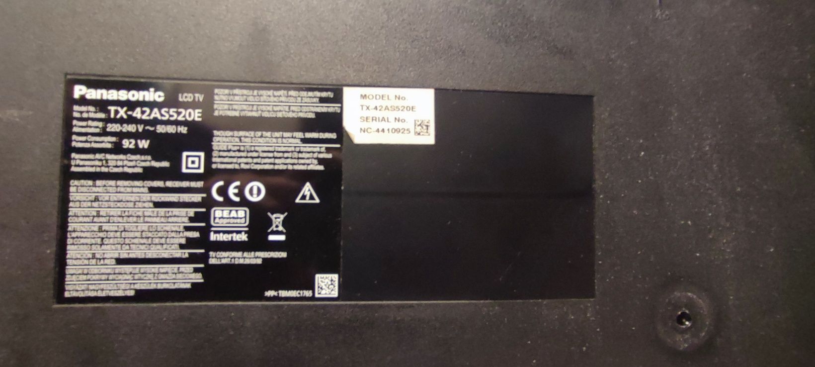 TV panasonic TX42AS520E sprawny