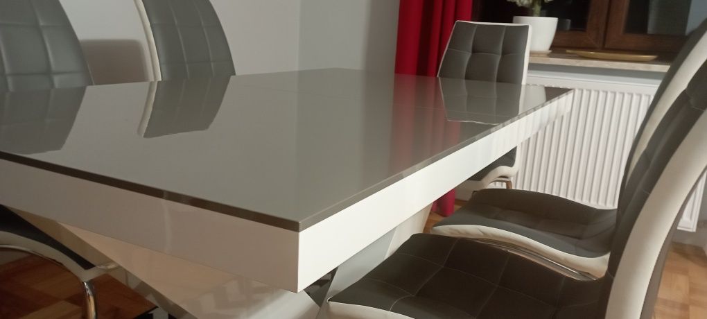 Stół rozkładany szaro/ biały