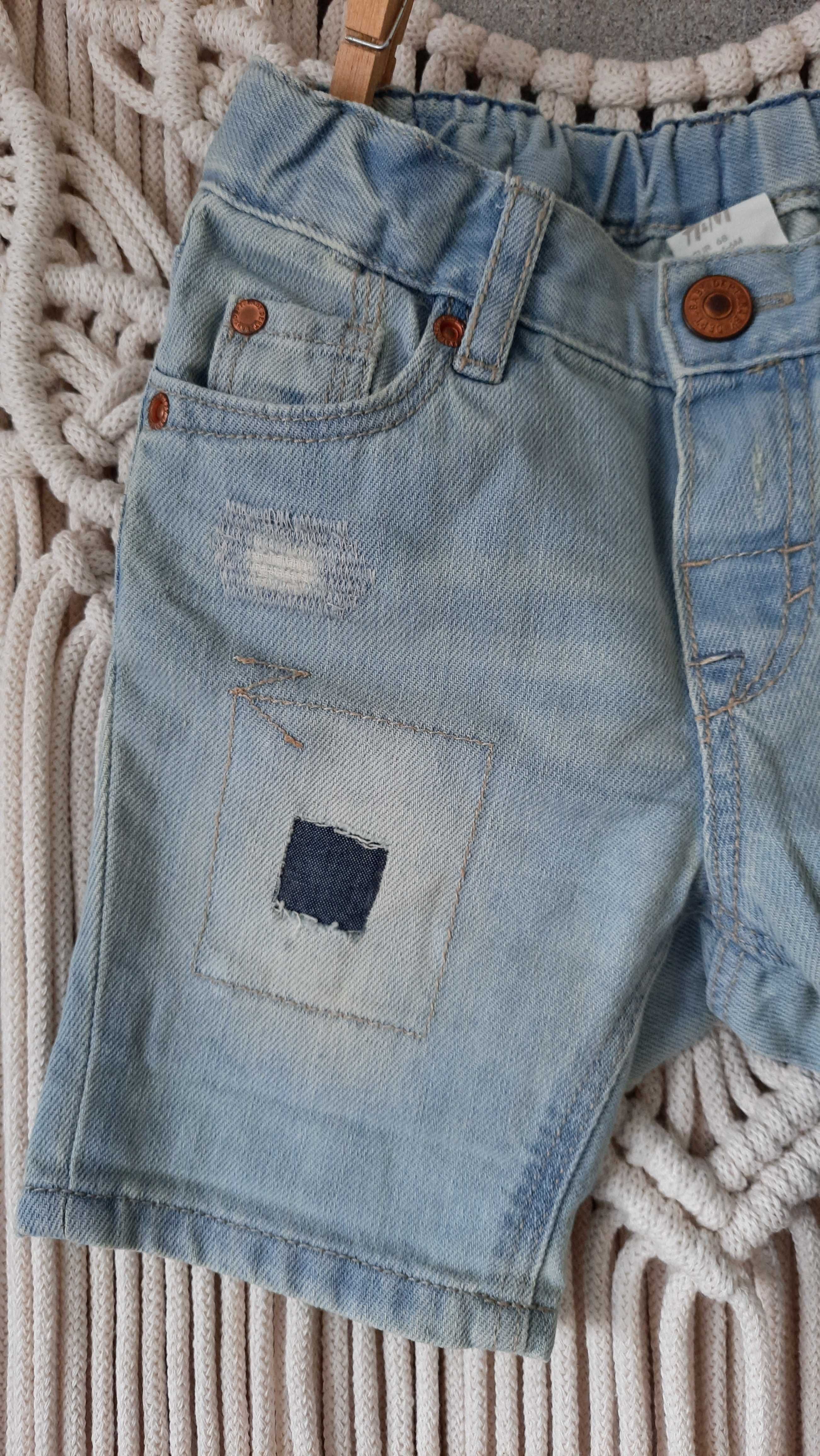 H&M spodenki jasny jeans łatki przetarcia R 68