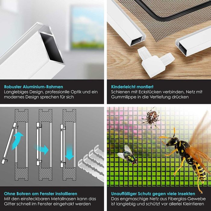 Nowa moskitiera aluminiowa 100x120 / ochrona / siatka / osłona !4580!