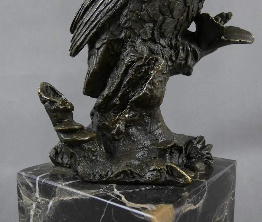 Figura SOWA na gałęzi puchacz BRĄZ marmur RZEŹBA Milo pieczęć