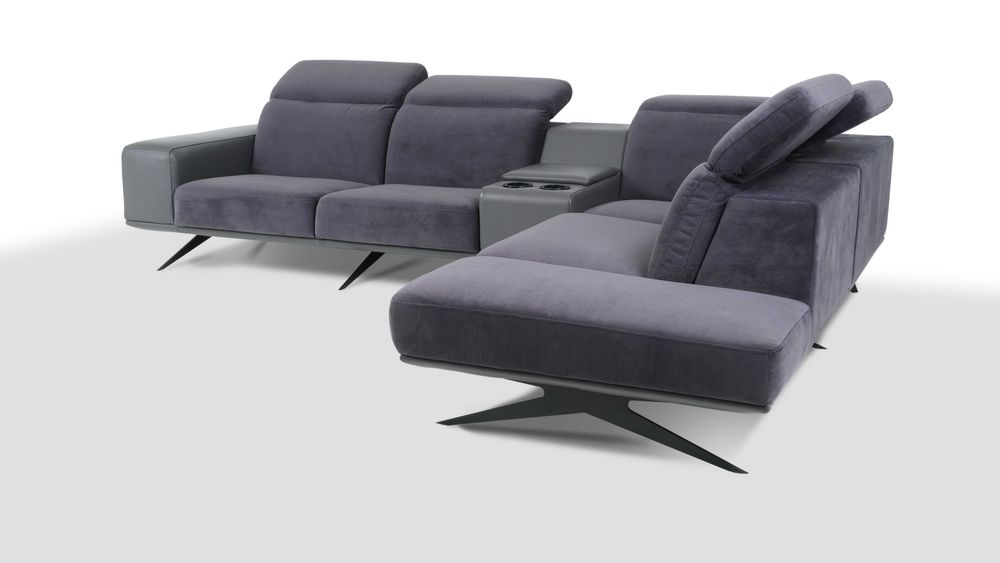 Narożnik tkanina z skórą wysokie nogi miękki