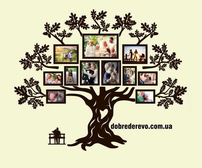 Фоторамка Родовое дерево на 12 фотографий / Родине дерево/ фоторамка