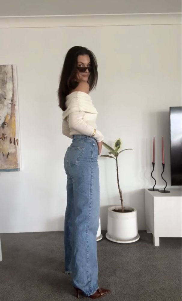 Блакитні прямі джинси straight zara / прямые джинсы зара розмір 34, 40