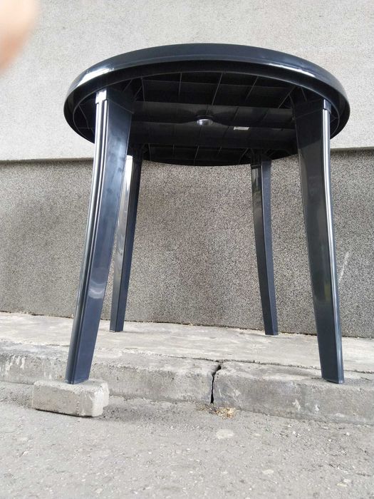 NOWY Stół Ogrodowy 90 x 72 Stolik Okrągły Plastikowy ANTRACYT