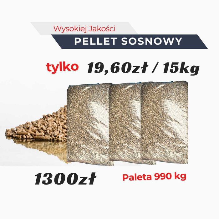 Wysokiej jakości Sosnowy Pellet - 990 KG 66 Worków x 15 kg - Śląsk