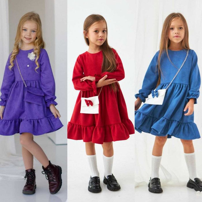 Нарядна сукня плаття на дівчинку 98-128 см 3-8 років Замш