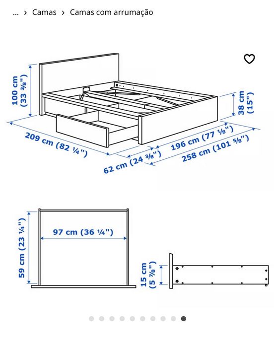 Cama com arrumação