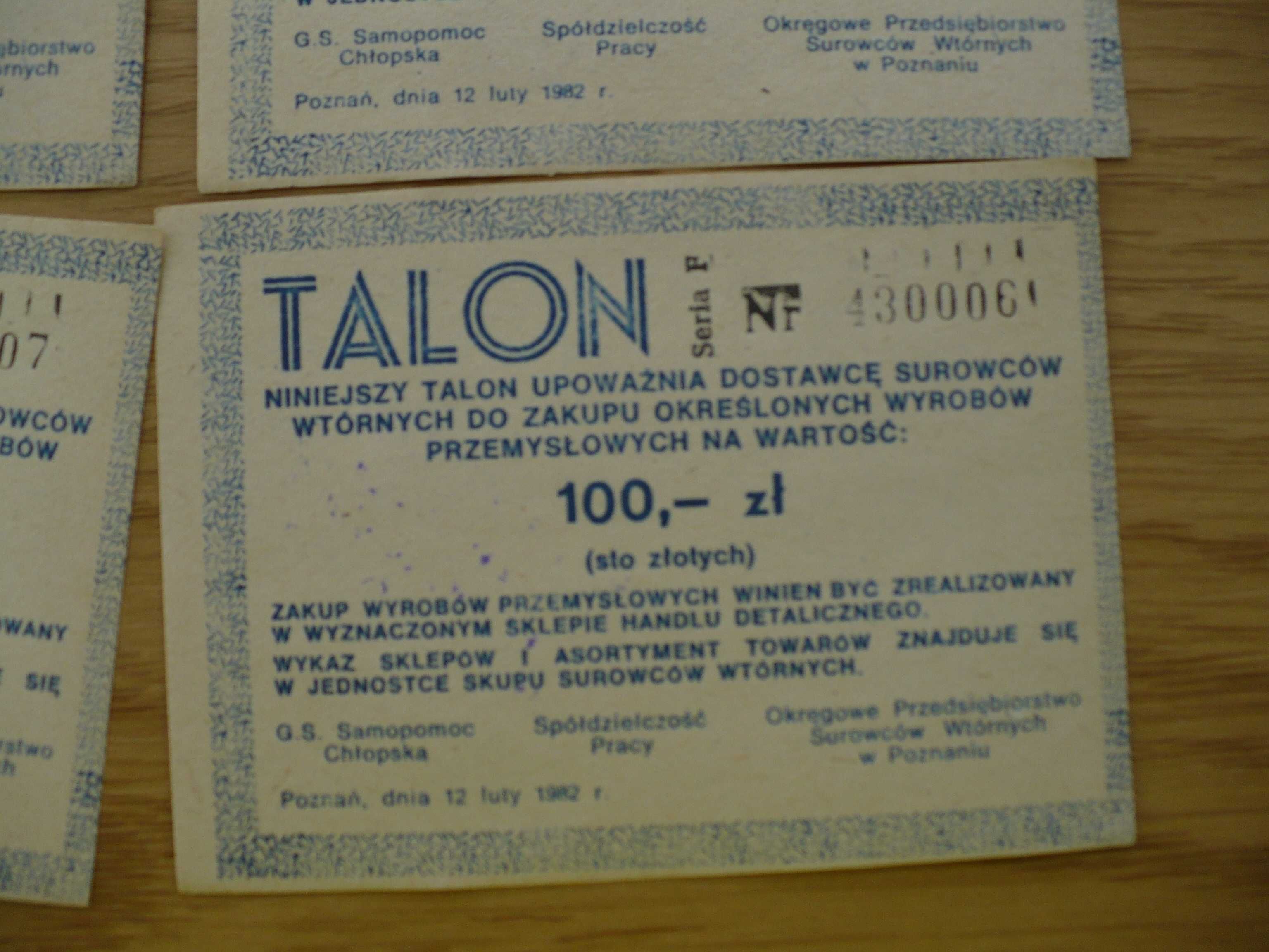 Pamiątki PRL , bony towarowe