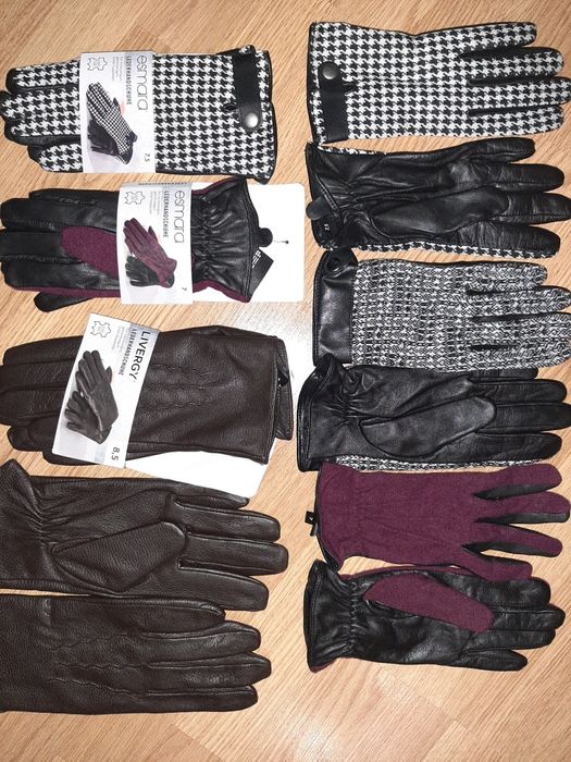 Перчатки жіночі чоловічі шкіра esmara livergy 7, 8, 8.5, 9 рукавички