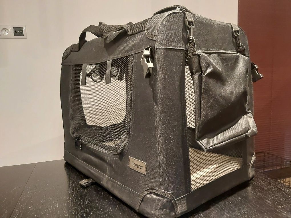 LIONTO Torba Transportowa Dla Psów Kotów M 60x42x44 cm CM Czarna