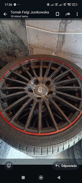 Koła 18x8 cala felgi ATT prawie nowe opony NOKIAN