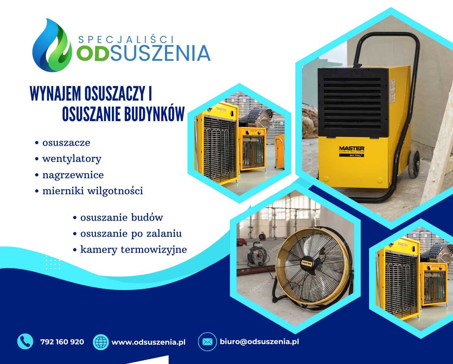 Osuszacz wynajem | Osuszanie po zalaniu | Osuszacze Master