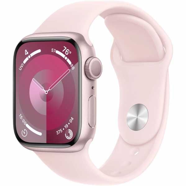Apple Watch 9 41 Pink Aluminum Case w. Light Pink S. Band - S/M(MR933)
