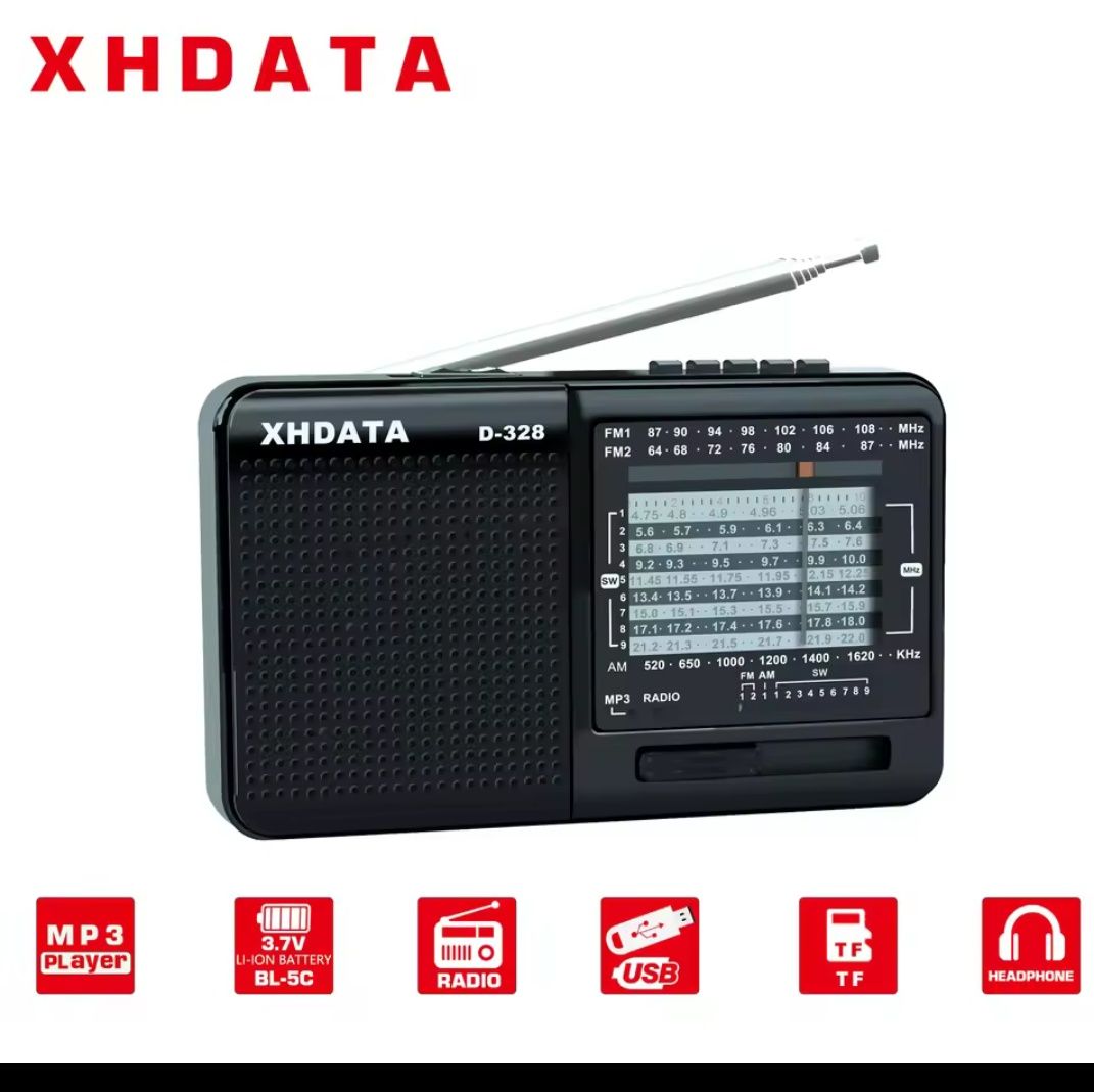 Радіоприймач Xhdata D328 FM/AM/SW MP3, DSP чип, є УКВ