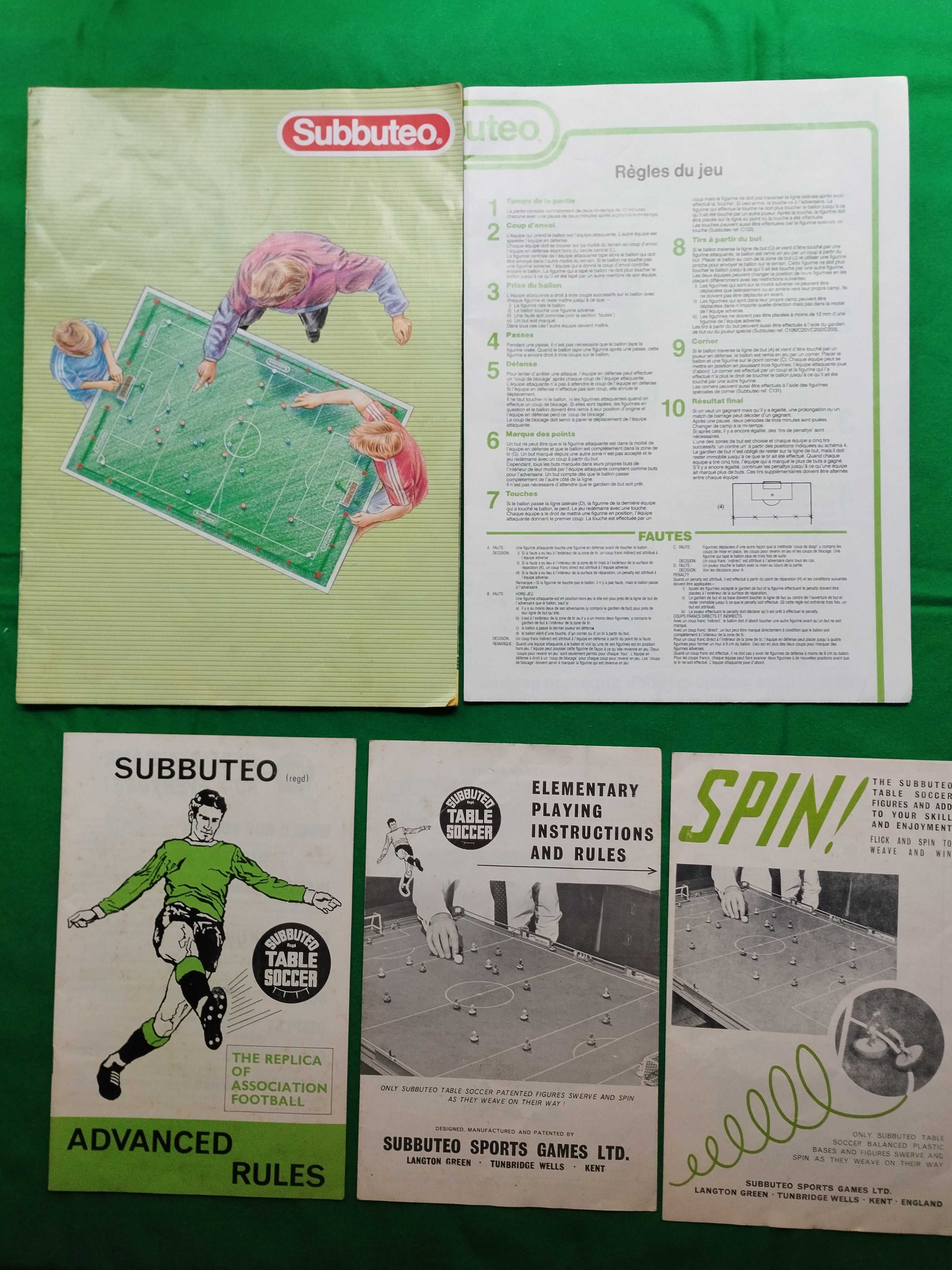 Catálogos instruçoes e folhetos de Subbuteo anos 70 80 90