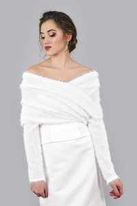Sweterek ślubny biały, narzutka ślubna do sukienki na ślub nowy