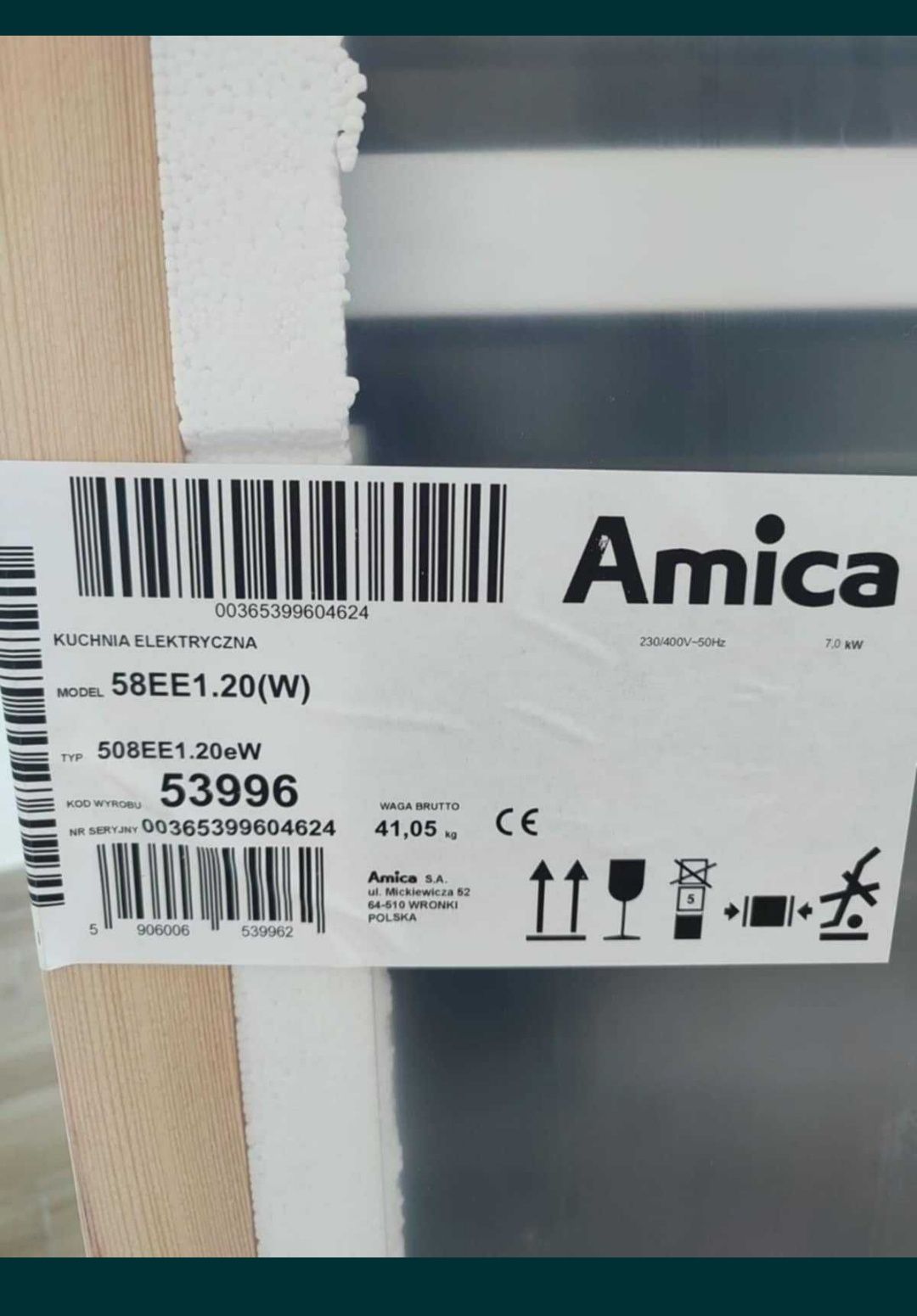 Kuchenka elektryczna Amica , dowóz do 30 km gratis.