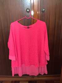 blusa cor de rosa