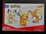 Mega Construx 3 Evoluções (Pichu, Pikachu, Raichu), NOVO, selado
