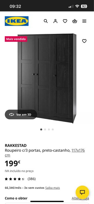 Roupeiro ikea 3 portas