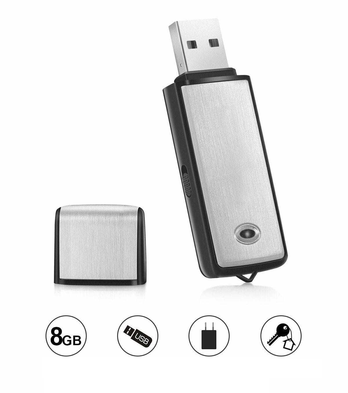 Mini dyktafon szpiegowski pendrive 8GB Detekcja głosu podsłuch USB