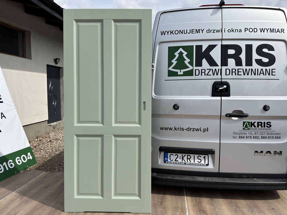 Drzwi drewniane sosnowe wahadłowe  OD RĘKI NCS Zielone Cała Polska