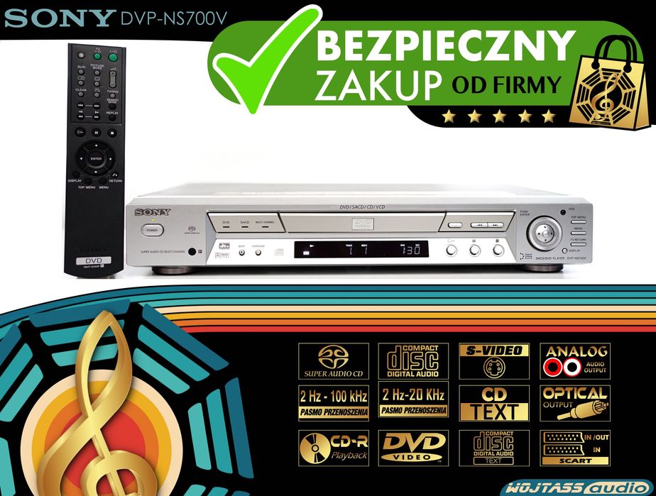 Odtwarzacz CD/DVD SACD Sony DVP-NS700V pilot * przetw. 192 kHz/24-bit