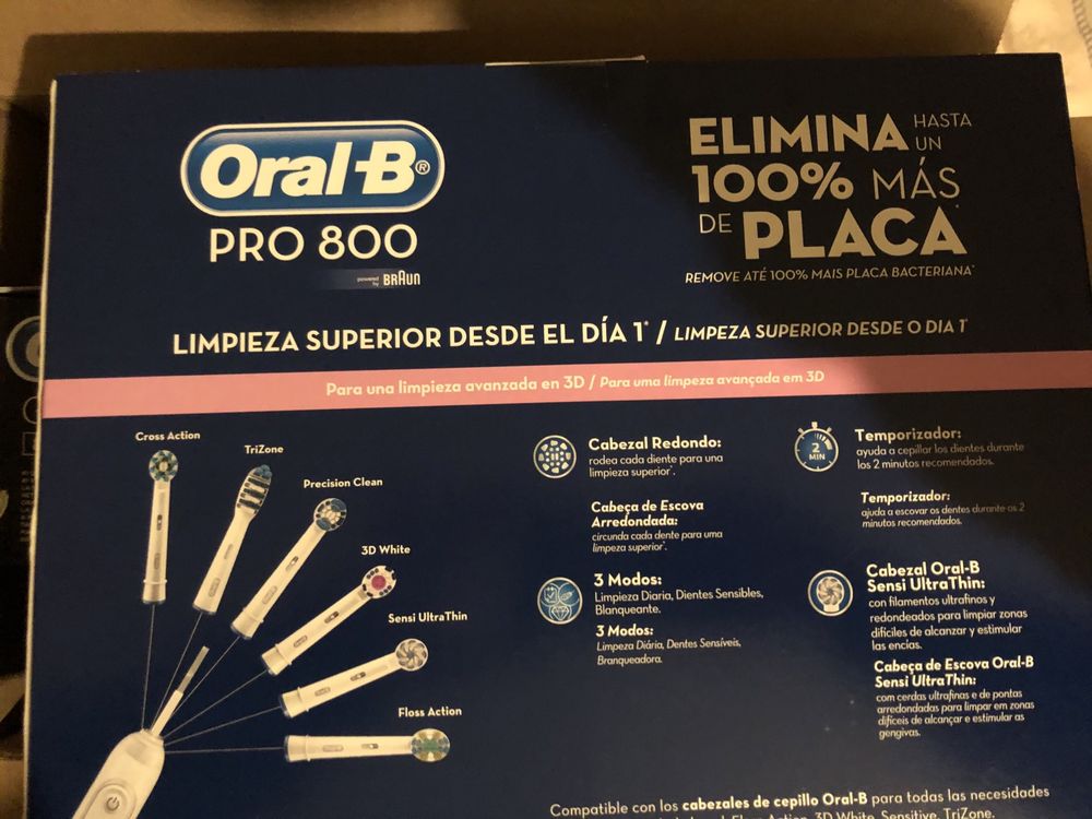 Oral B Pro 800 da Braun - Pack 2 escovas + Caregadores