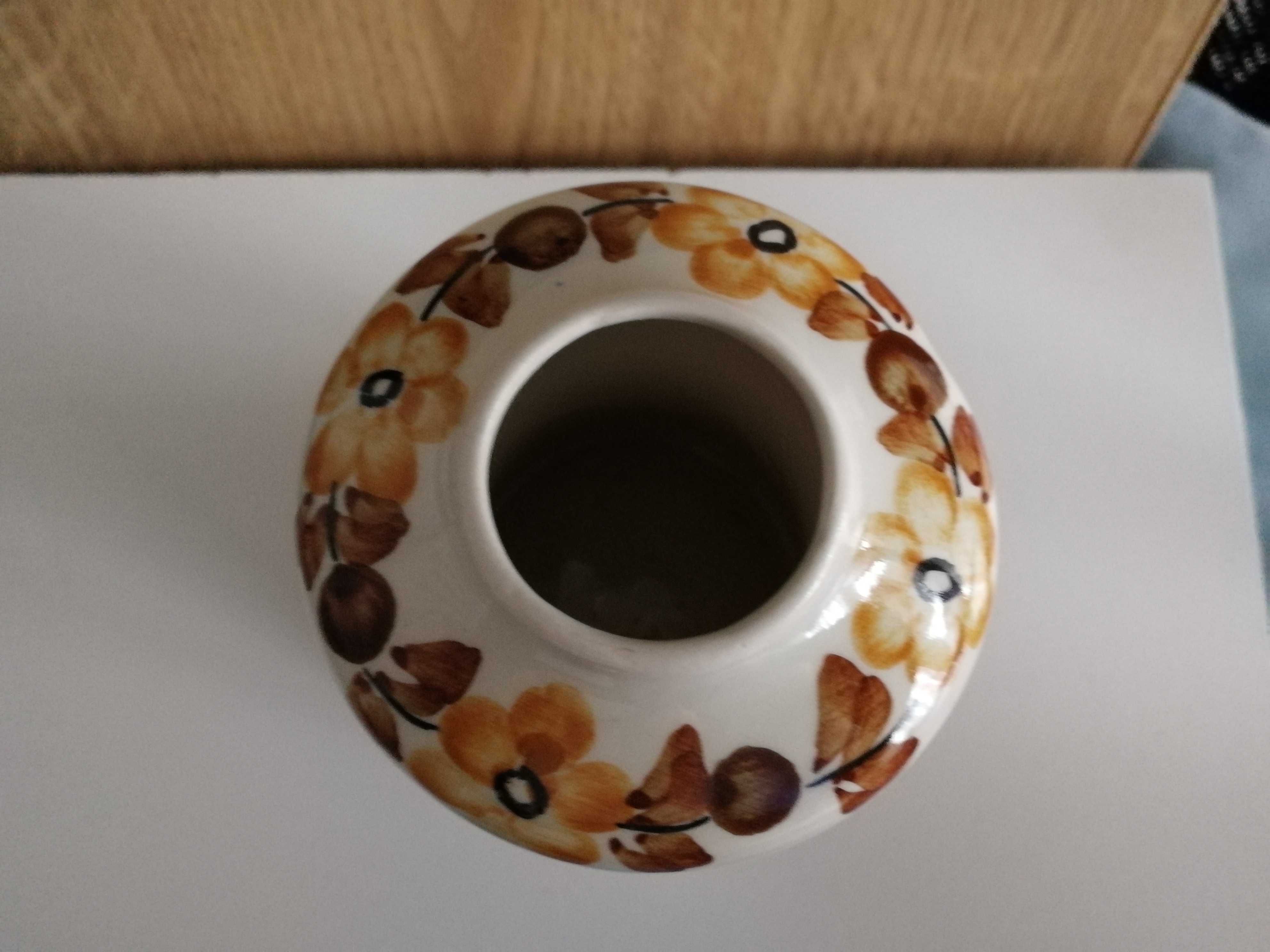 Wazon ceramiczny / świecznik, ZP Koło, 13,5 cm, ręcznie malowany, PRL