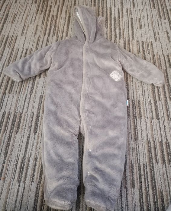 Kombinezon niemowlęcy ocieplany futerko szary misiu Marks & Spencer