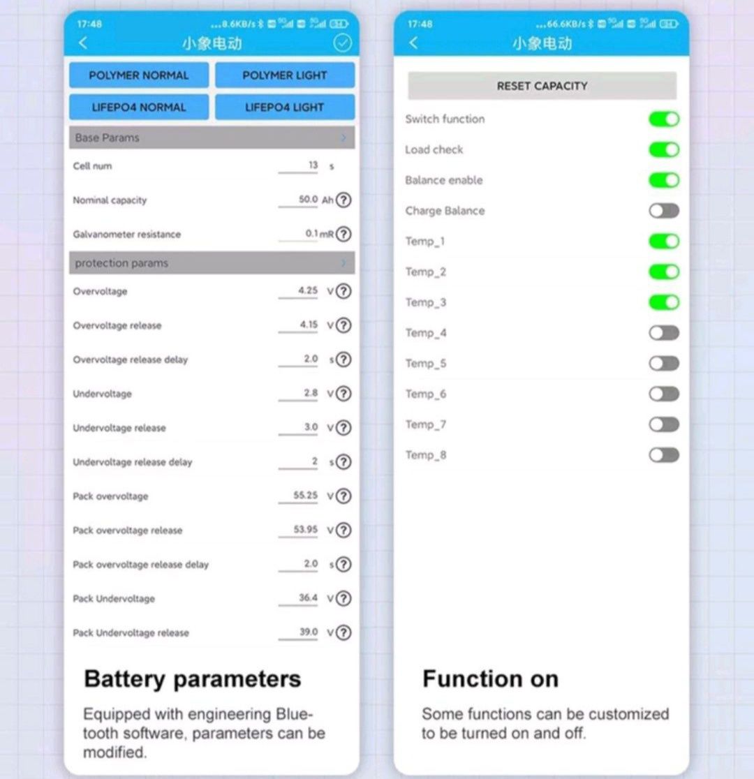 Smart BMS 17S 10-17S 50A Xiaoxiang JBD Балансир смарт бмс 10S 13S 16S