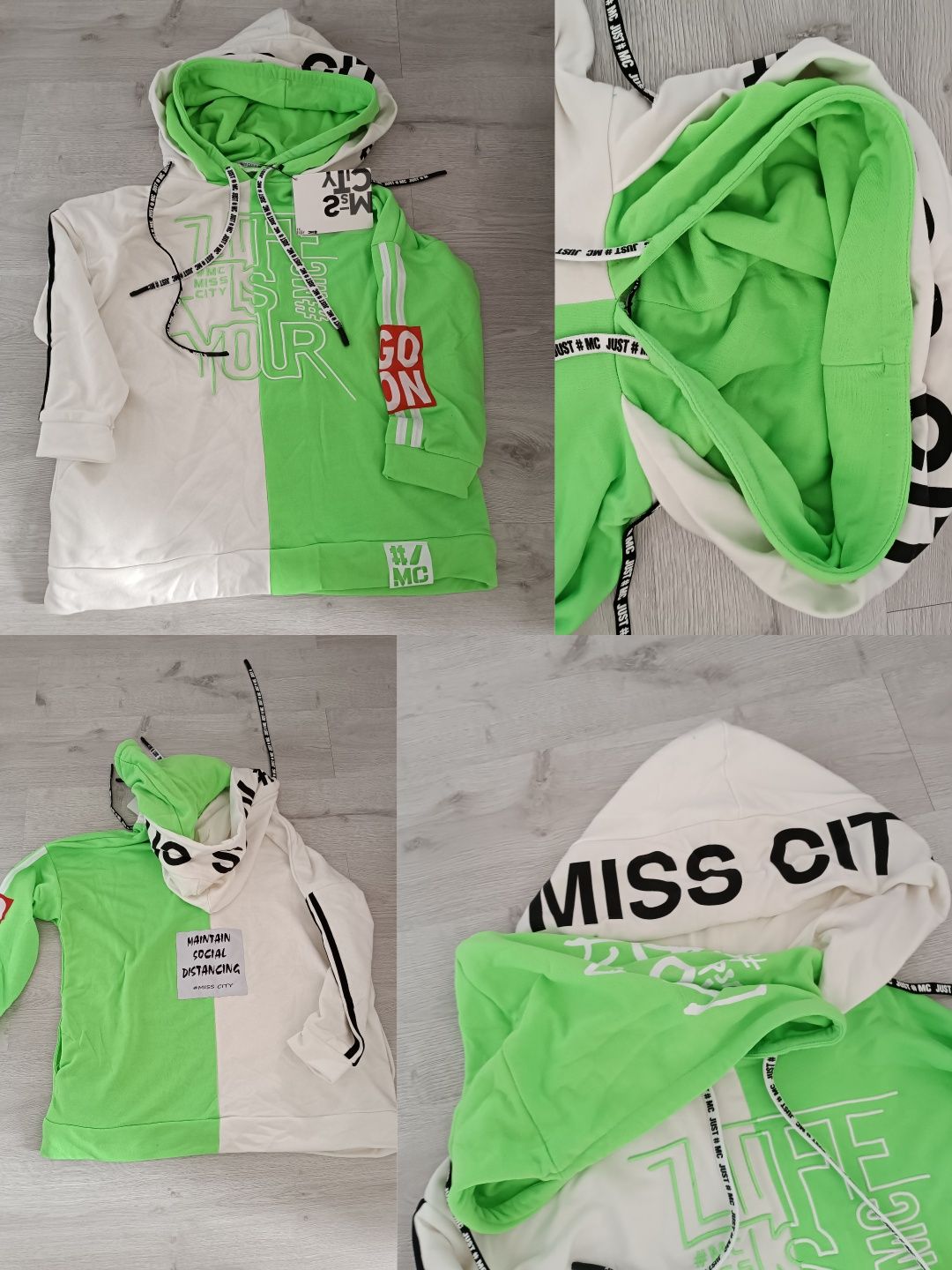 Bluza Miss City podwójny kaptur rozmiar uni oversize na S M L XL XXL