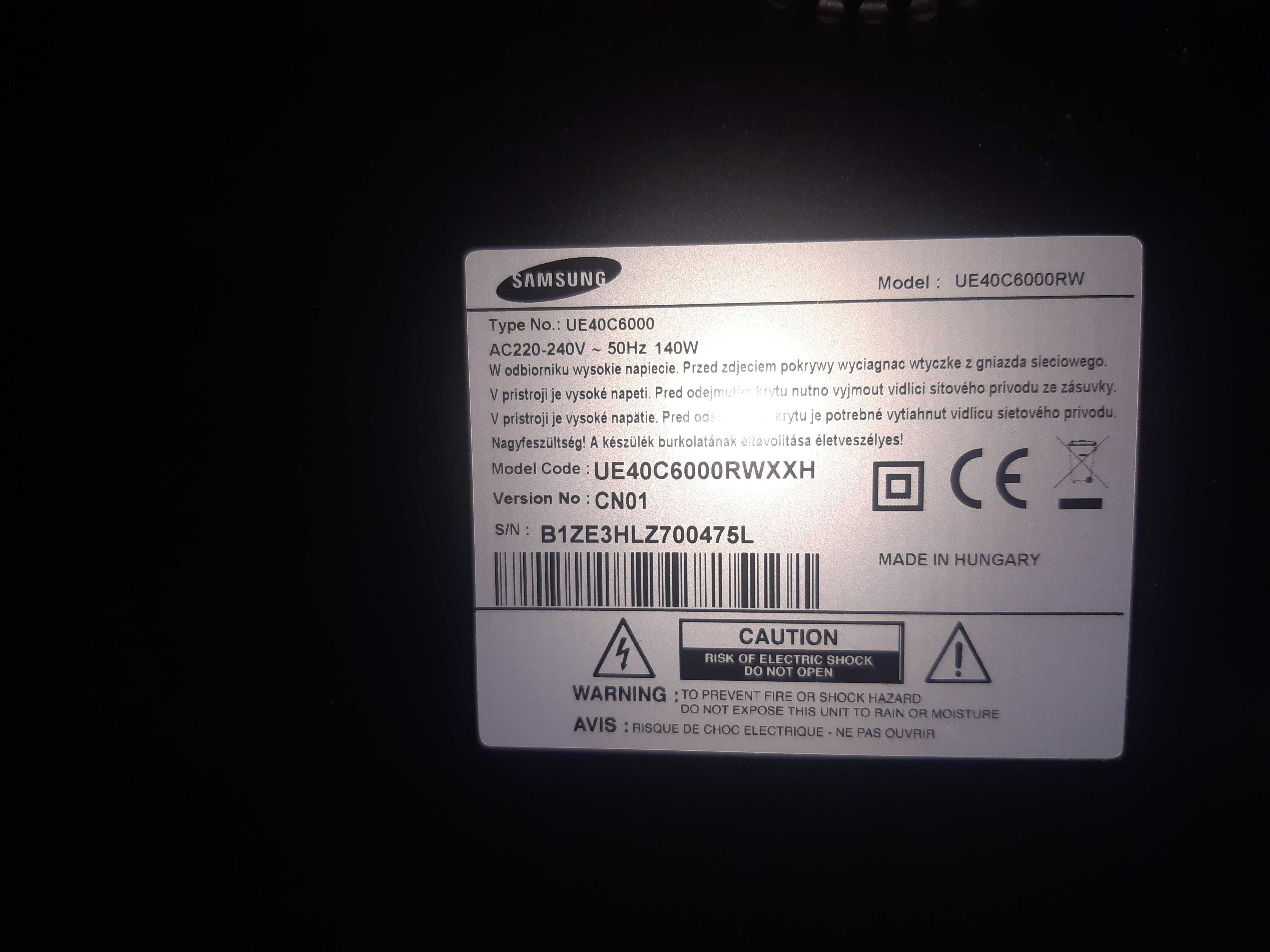 Telewizor Samsung UE40C6000 - uszkodzony