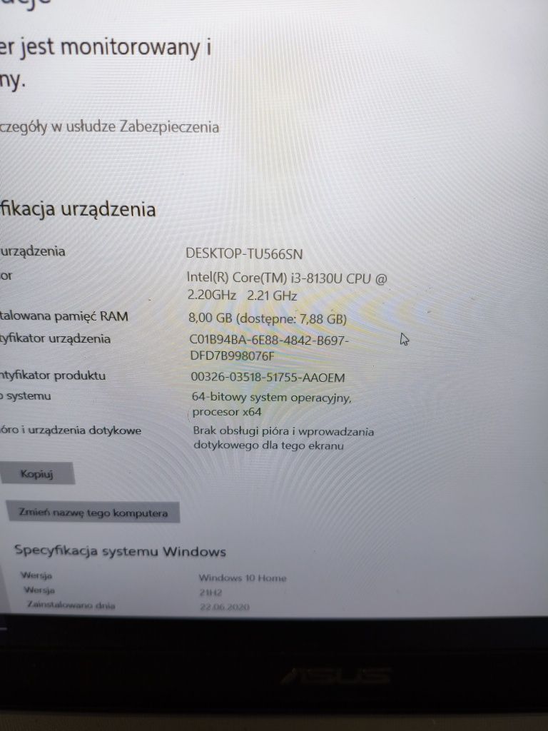 Laptop ASUS ekran 17 full HD HDMI,8gb,dysk 1tb + 256 ssd