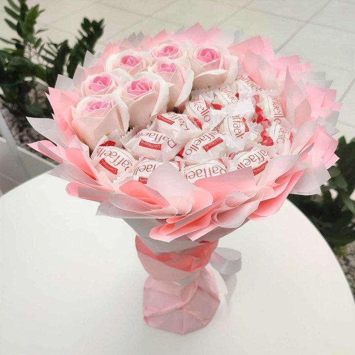 Bukiet mydlany kwiaty mydlane róże, Prezent Urodziny, Ślub, Komunia