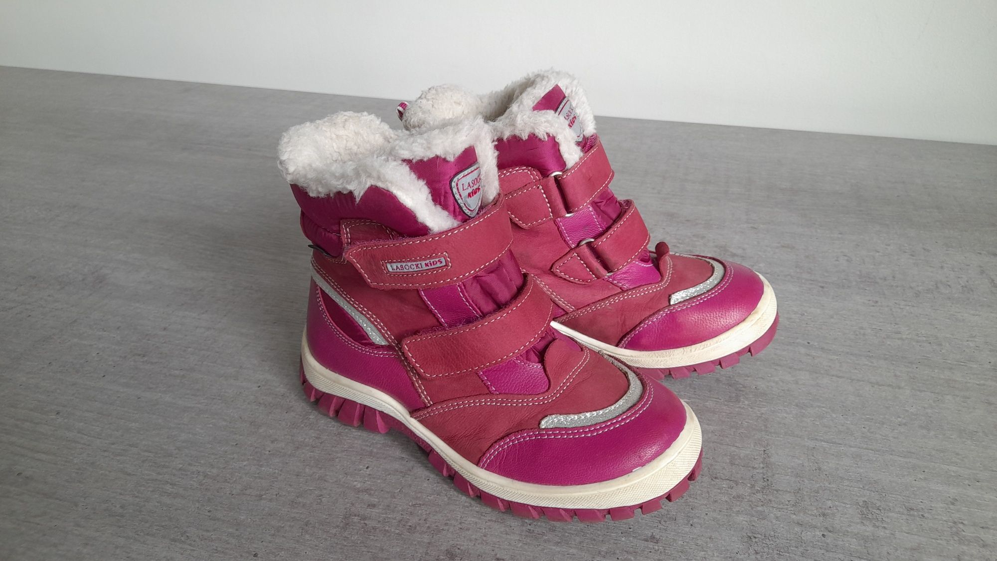 Kozaki zimowe Lasocki skórzane 30 dziewczęce  buty
