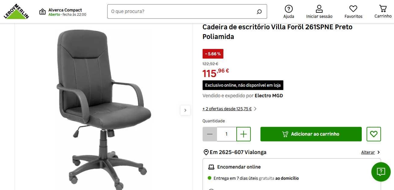 Cadeira de escritório NOVA na caixa