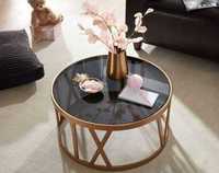 Metalowy stylowy okrągły stolik kawowy do salonu złoty glamour FI 60cm