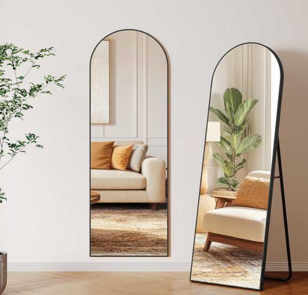 LUSTRO STOJĄCE, WISZĄCE 160x50 Wąska aluminiowa rama loft czarna