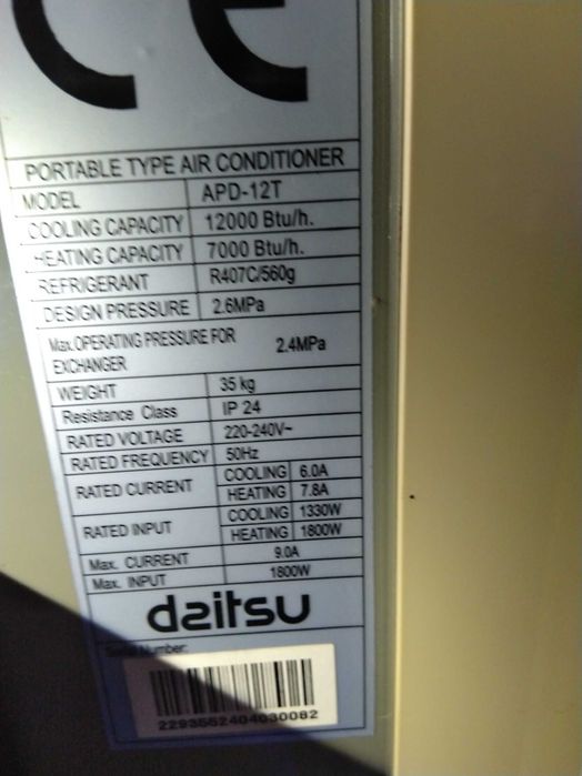 ar condicionado Daitsu Modelo APD-12