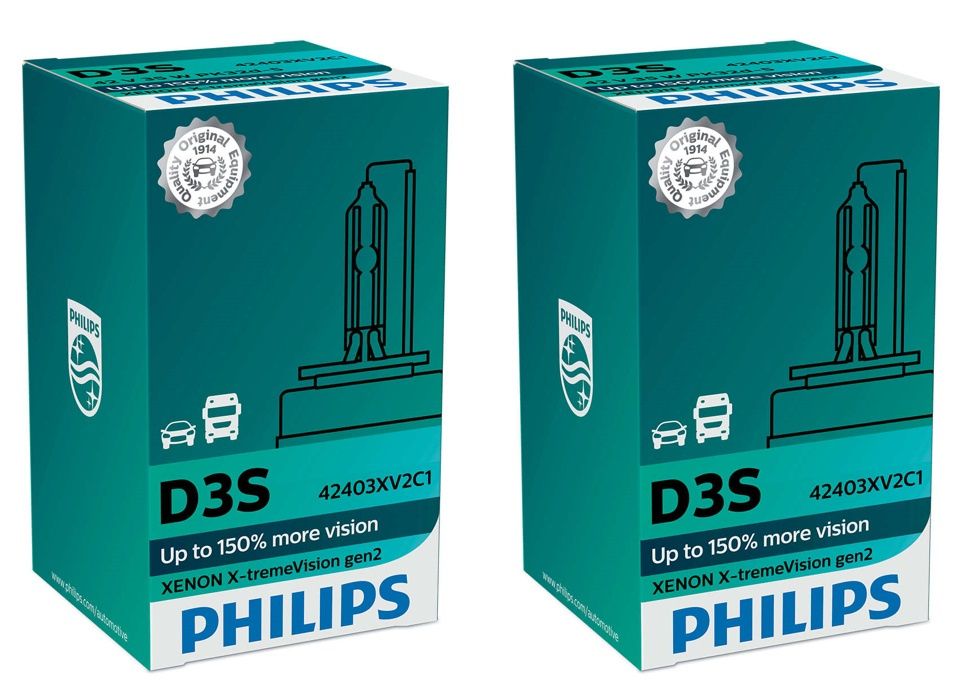 Lâmpadas Philips X-treme Vision+150/White Vision 120 Xénon D1S/D2S/D3S