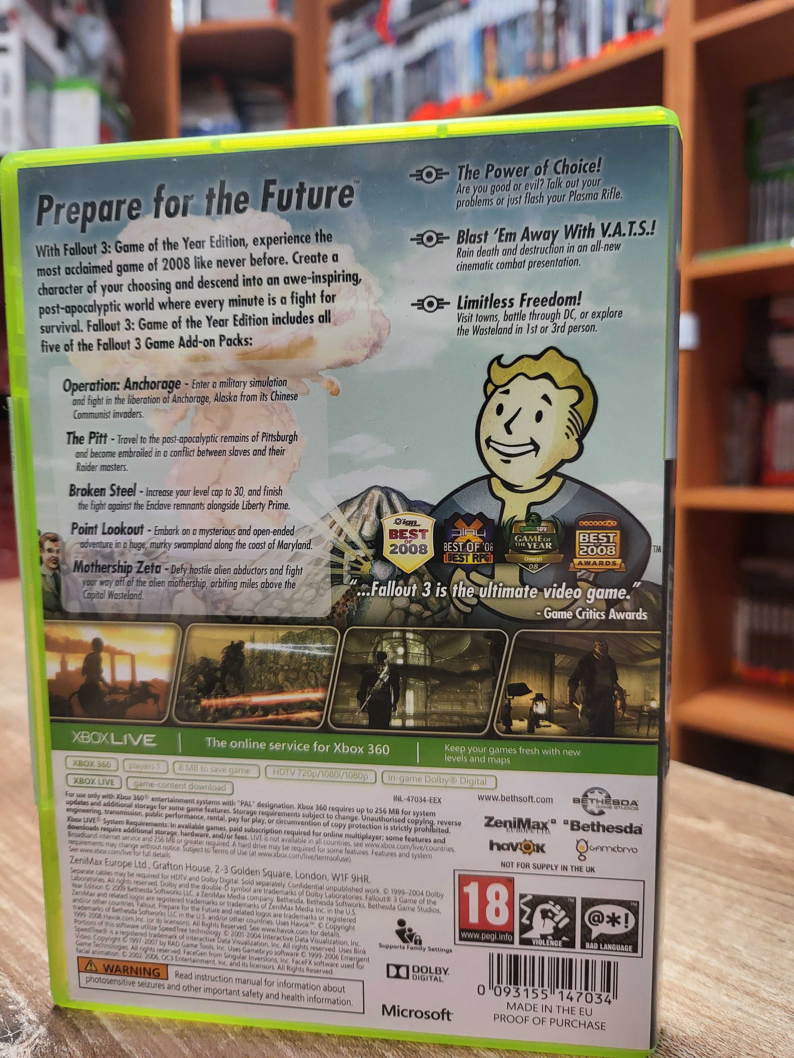 Fallout 3 XBOX 360 goty, SklepRetroWWA