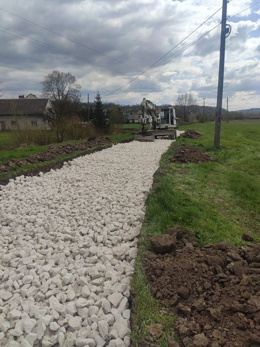 Budowa wjazdów dróg, wykopy pod piwnice fundamenty wyburzenia