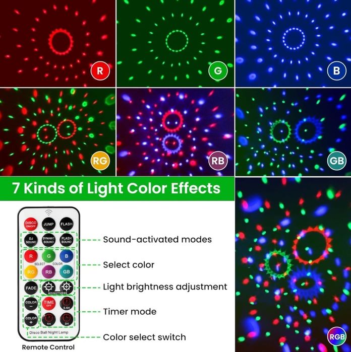 Kula dyskotekowa TnYoYo 30 LED z pilotem