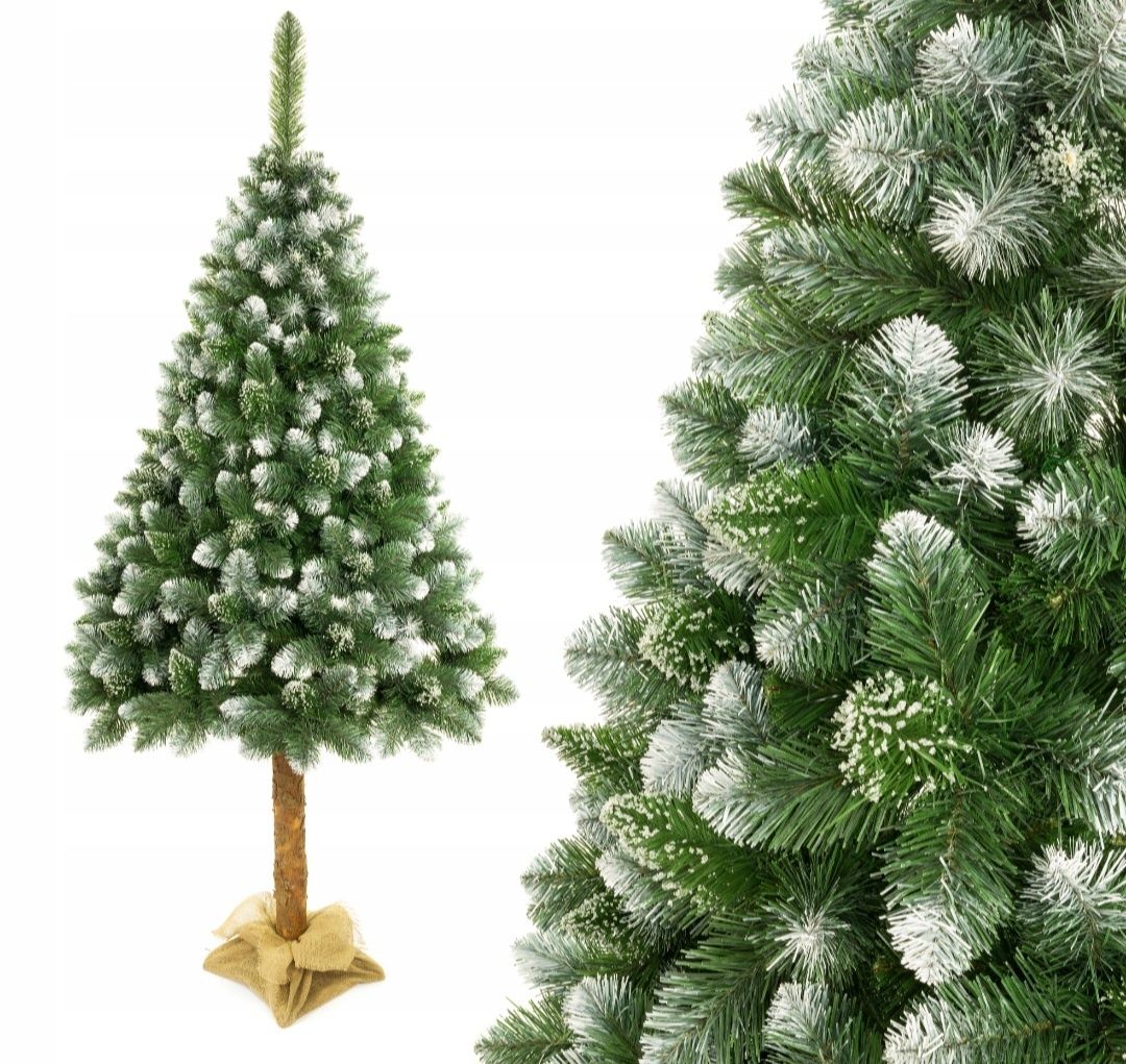 Choinka sztuczna na naturalnym pniu 220 cm sosna diamentowa
