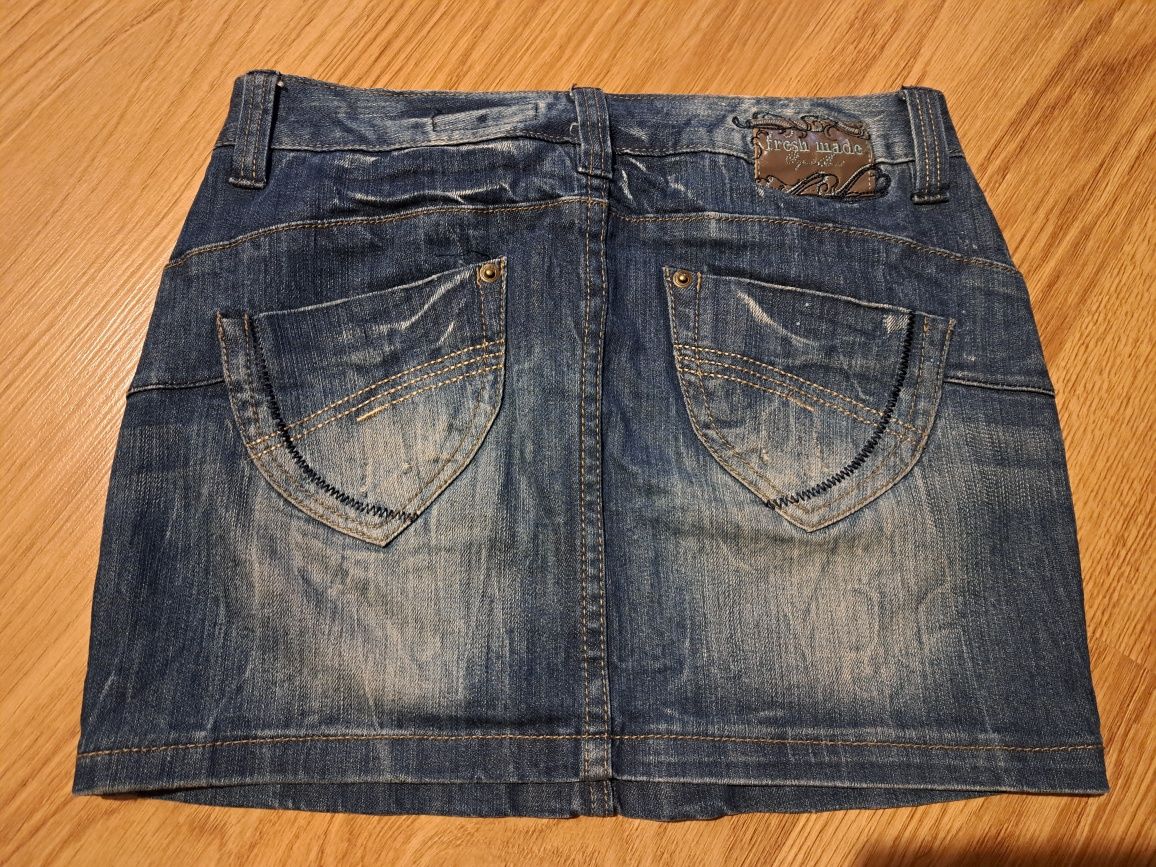 Dwie spódnice jeansowe mini XS