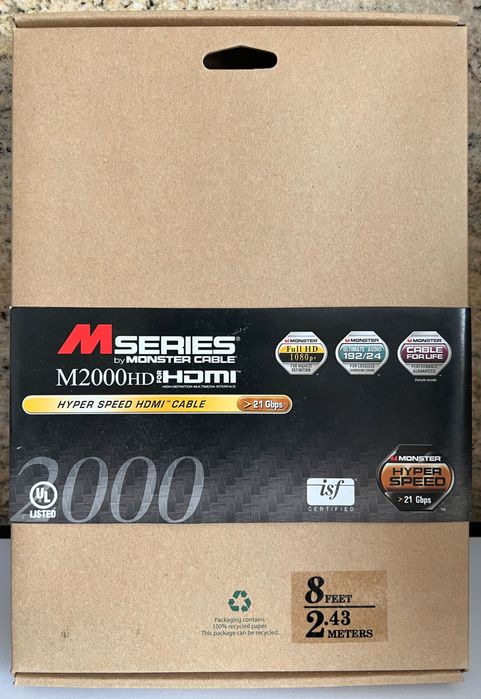 Kabel HDMI/HDMI Monster Cable M2000HD nowy, oryg. zapakowany 2,43m