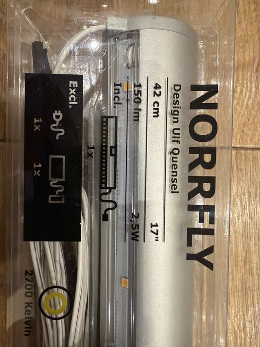 IKEA NORRFLY Listwa oswietleniowa LED SREBRNA 42cm
