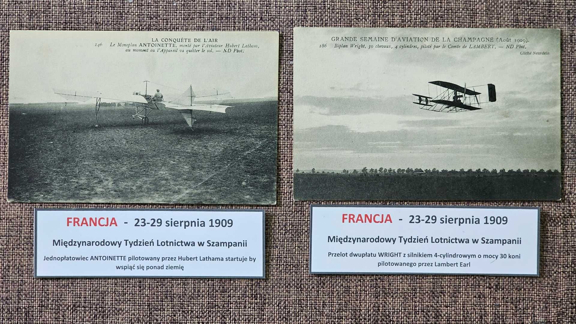 Pocztówki początki lotnictwa kolekcja pokazy Champagne 1909 -10 szt.